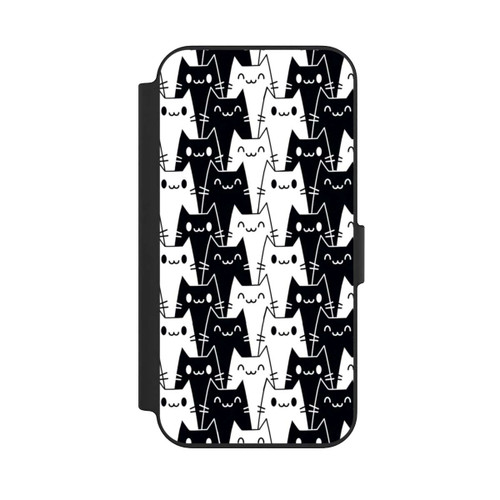 Apple iPhone 13 NIVOflip Katzentapete Schwarz Weiß