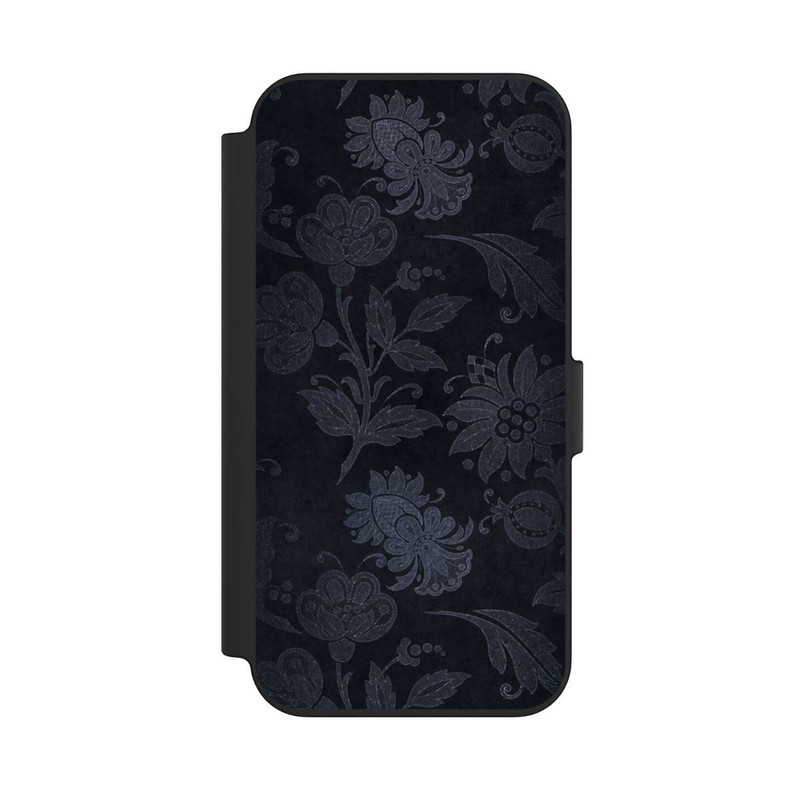 iPhone 13 NIVOflip Velours Floral Argenté