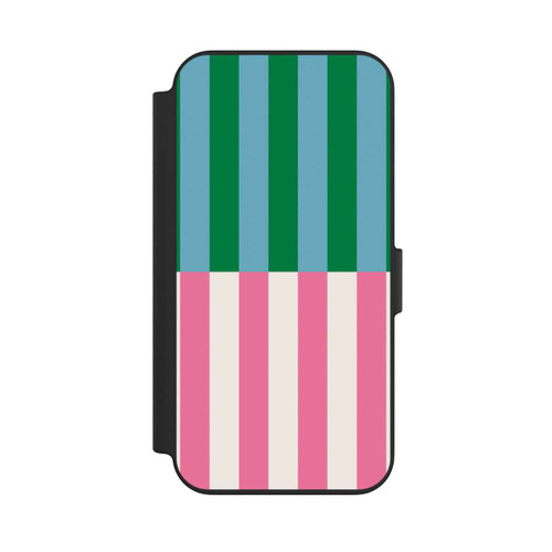 Apple iPhone 13 NIVOflip Motif Rayé Vert Rose