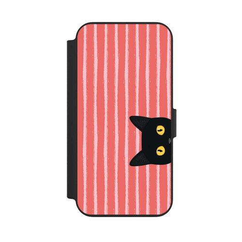 Apple iPhone 13 NIVOflip Black Cat on Orange Stripes