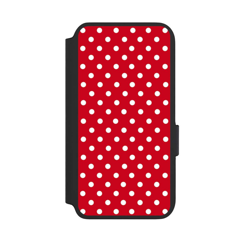 Galaxy S22 NIVOflip Polka Dots Dark Red and White