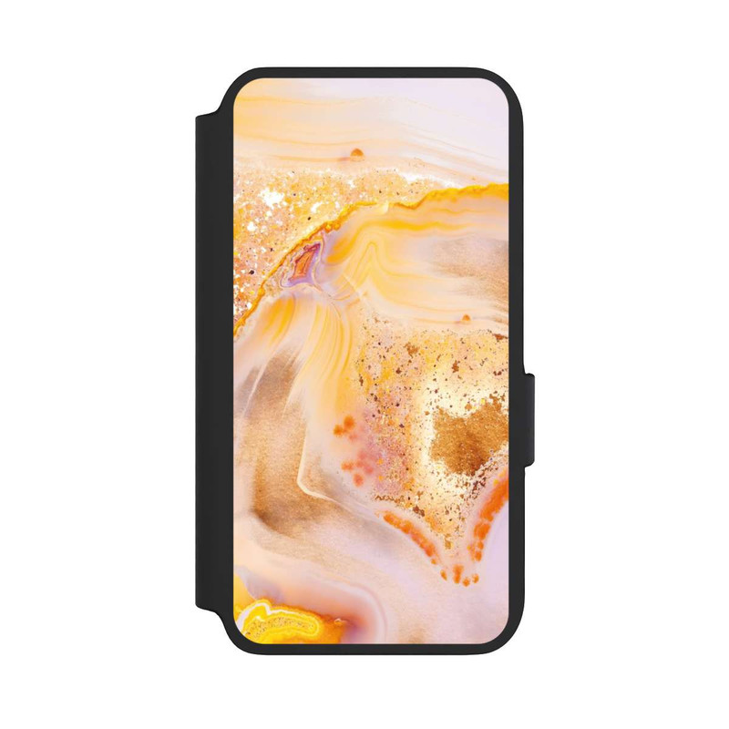 Galaxy S22 NIVOflip Orangefarbener Glitzer Marmorlook