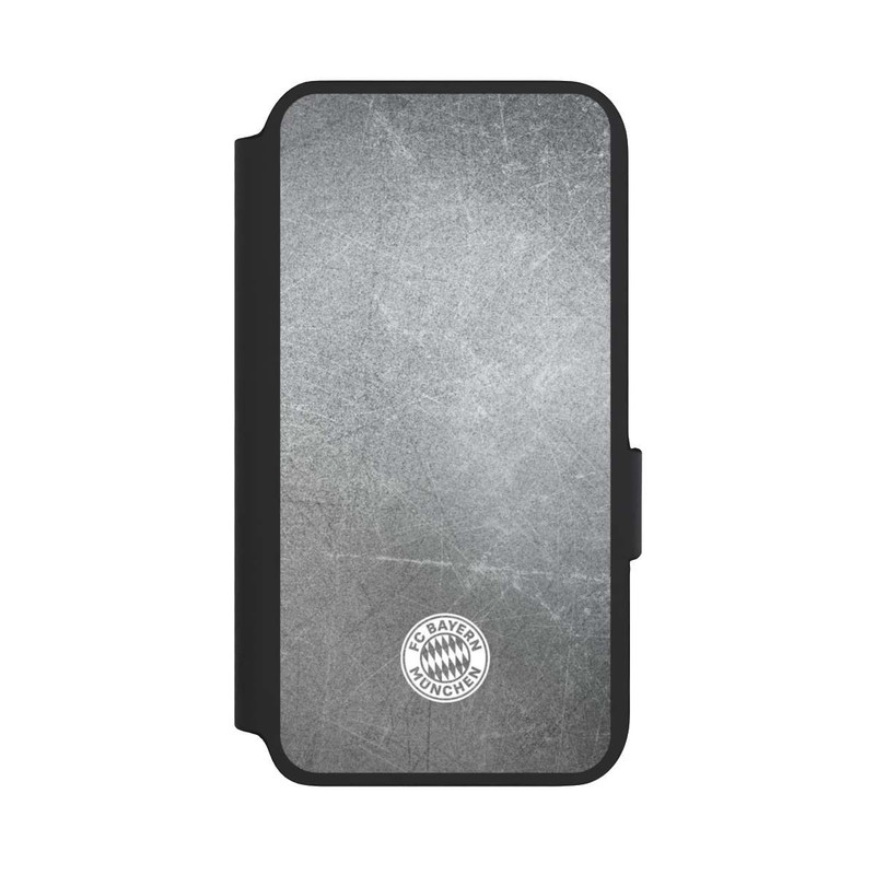Galaxy S22 NIVOflip Logo FCB Classique Petit - Blanc sur Fond Métallique