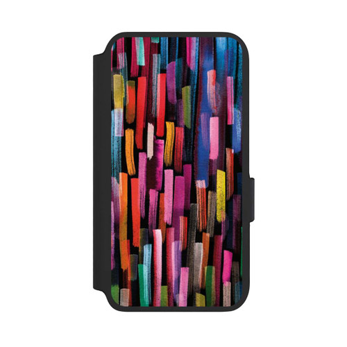 Samsung Galaxy S22 NIVOflip Bunte Pinselstriche schwarz