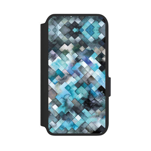 Samsung Galaxy S22 NIVOflip stimmungsvolles geometrisches Muster blau