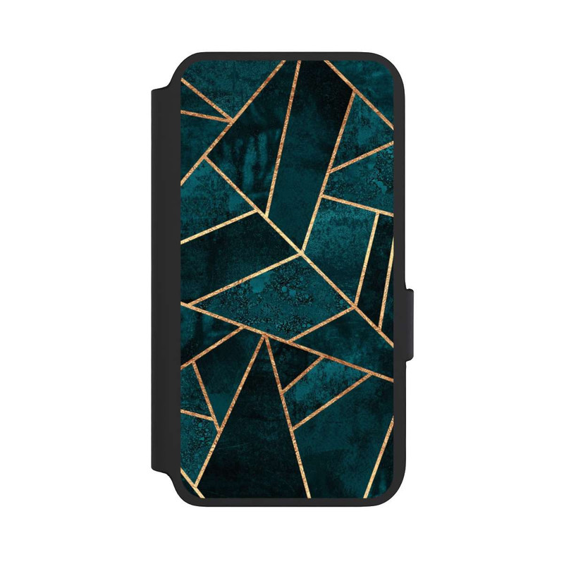 Galaxy S22 NIVOflip Deep Teal Stone Gold Print