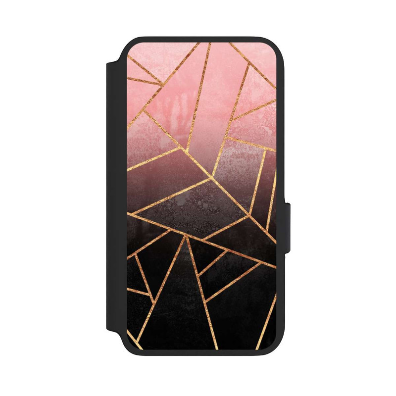 Galaxy S22 NIVOflip Pink And Black Stone Gold Print