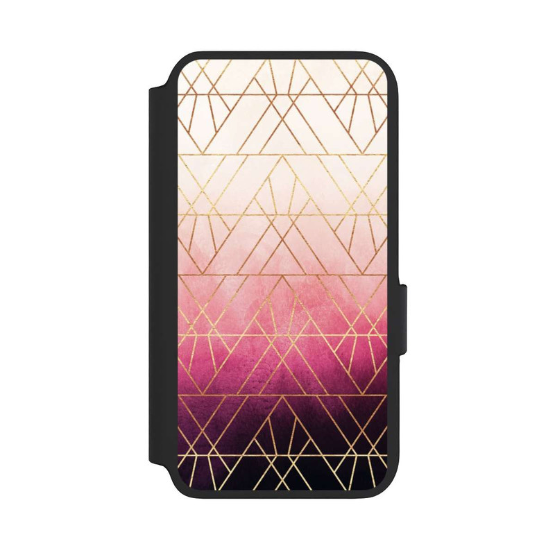 Galaxy S22 NIVOflip Pink Ombre Dreiecke Golddruck