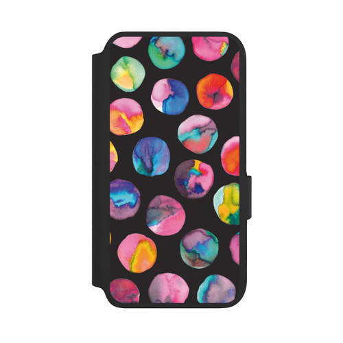 Samsung Galaxy S22 NIVOflip Bunte Tintenmurmeln Punkte Schwarz