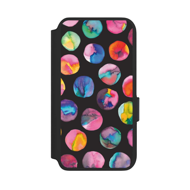 Galaxy S22 NIVOflip Bunte Tintenmurmeln Punkte Schwarz