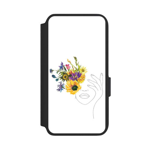 Samsung Galaxy S22 NIVOflip Line Art Frau Sonnenblumen