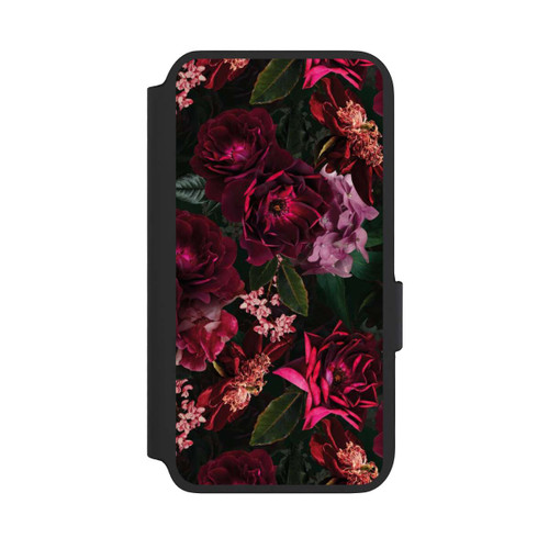 Samsung Galaxy S22 NIVOflip Dunkelrote und rosa Blüten