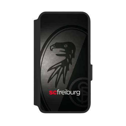 Samsung Galaxy S22 NIVOflip Dot Metall Hintergrund mit dem Schriftzug SC Freiburg