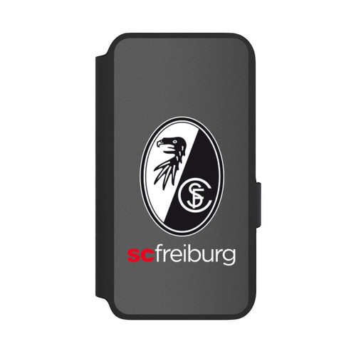 Samsung Galaxy S22 NIVOflip Carbon Hell Hintergrund mit dem Schriftzug SC Freiburg