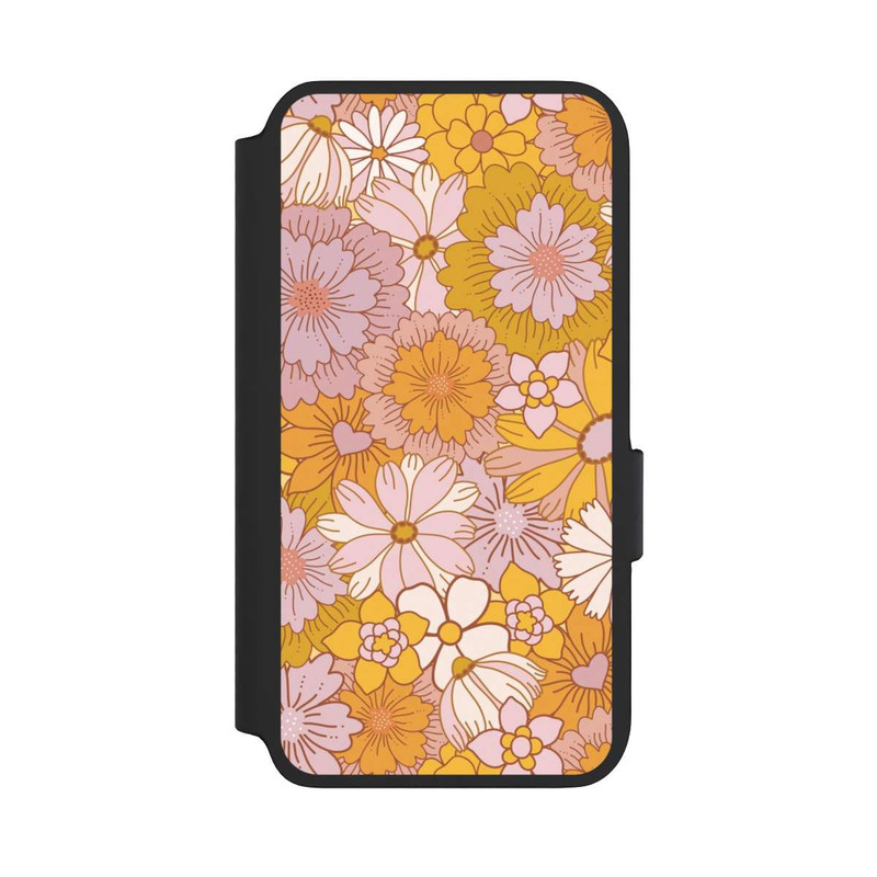 Galaxy S22 NIVOflip Retro Blumentapete Gelb