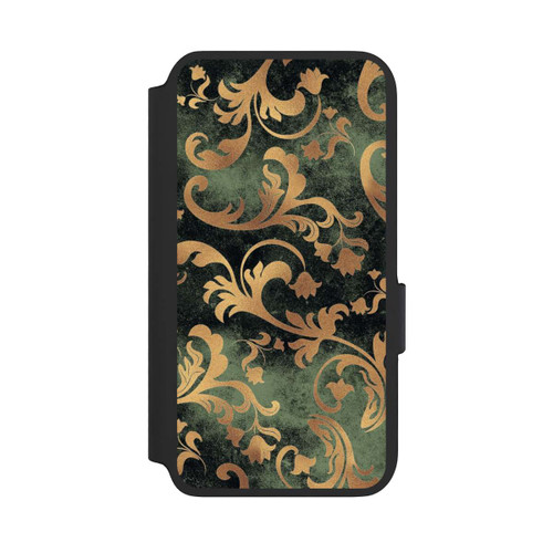 Samsung Galaxy S22 NIVOflip Damasttapete Dunkelgrün