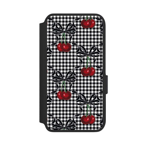 Samsung Galaxy S22 NIVOflip Cherry Pattern Black
