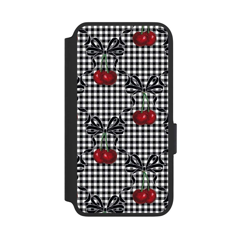 Galaxy S22 NIVOflip Kirschen Muster Schwarz