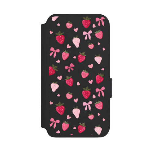 Samsung Galaxy S22 NIVOflip Erdbeer Herz Schleifen Pink Muster Transparent