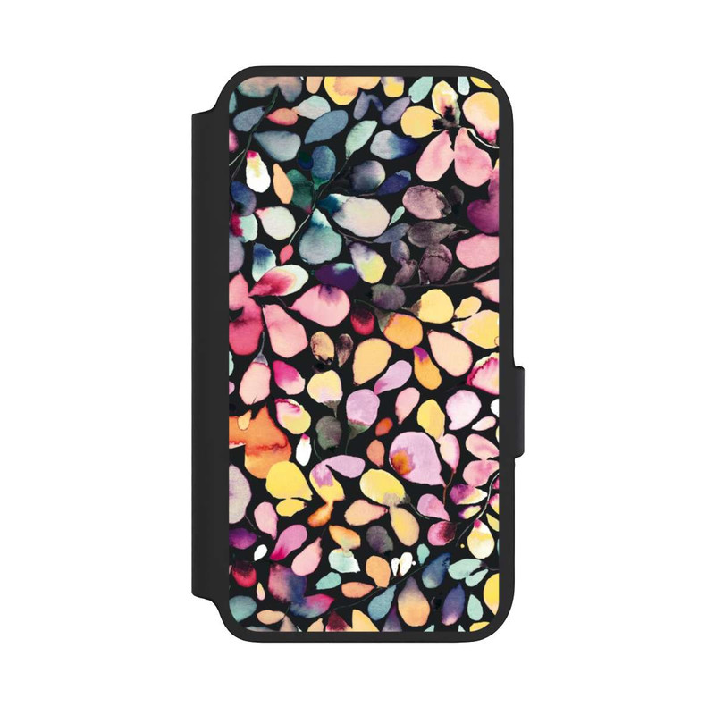 Galaxy S22 NIVOflip Eukalyptus Aquarellblätter Schwarz