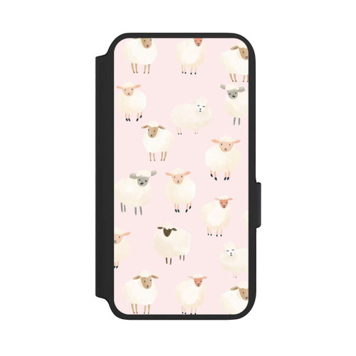 Samsung Galaxy S22 NIVOflip Schafe auf Rosa Hintergrund mit KI