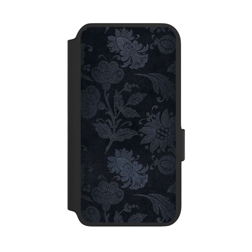 Samsung Galaxy S22 NIVOflip  Silberne Blumen auf Samt