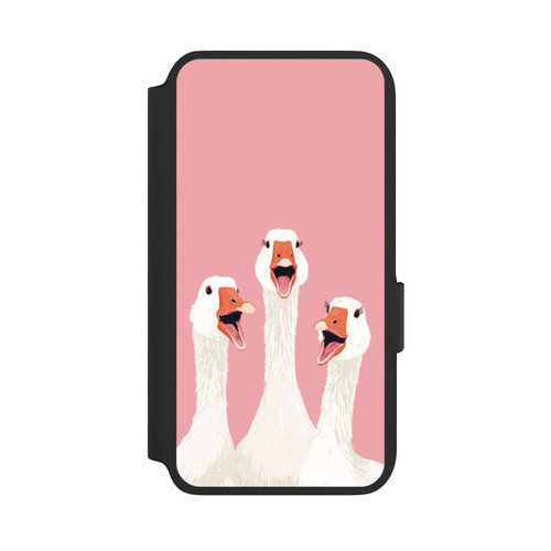 Samsung Galaxy S22 NIVOflip Drei Gänse Rosa mit KI