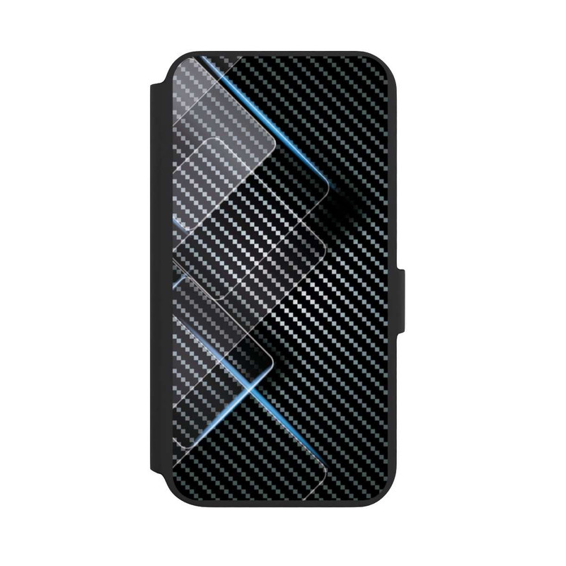 Galaxy S22 + NIVOflip Blaue Linien auf Karbon