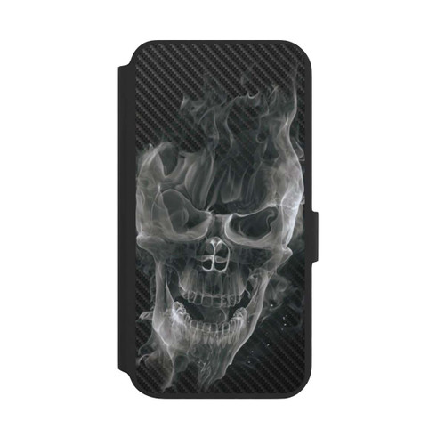 Samsung Galaxy S22+ NIVOflip rauchender Totenkopf Carbon