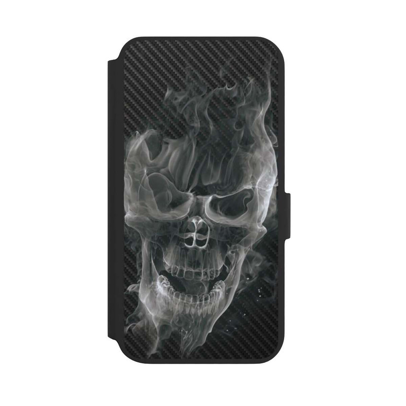 Galaxy S22 + NIVOflip rauchender Totenkopf Carbon