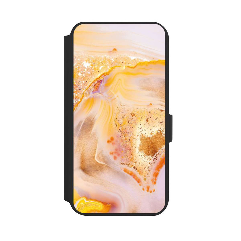 Galaxy S22 + NIVOflip Orangefarbener Glitzer Marmorlook