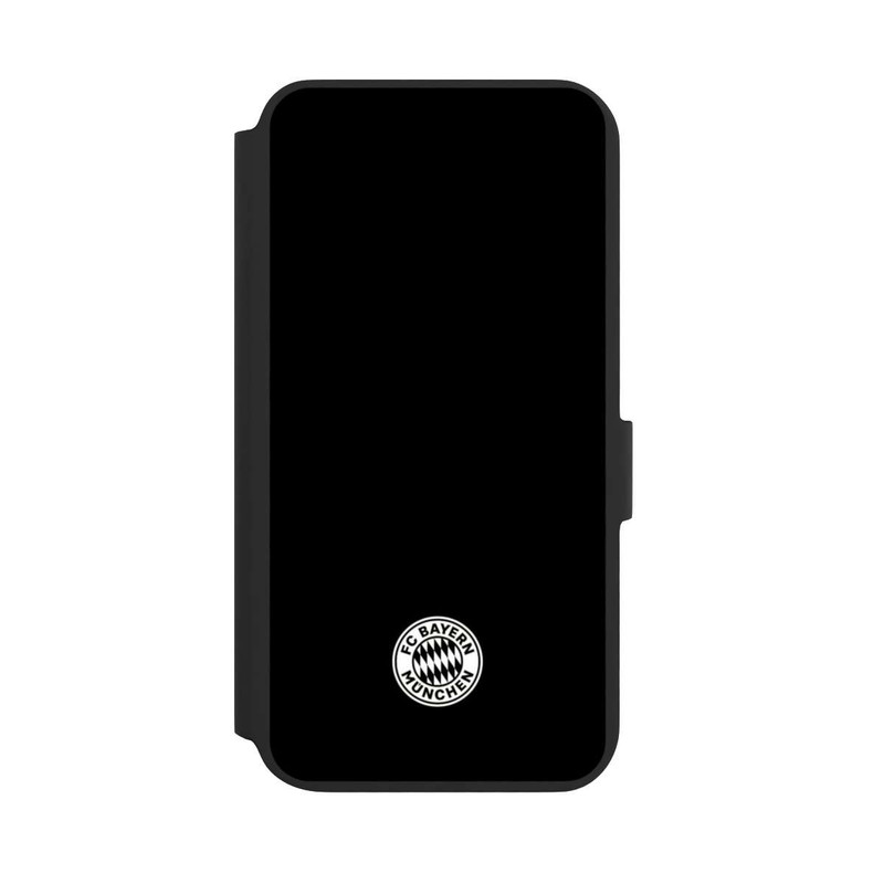 Galaxy S22 + NIVOflip Logo FCB Classique Petit - Blanc sur Fond Noir