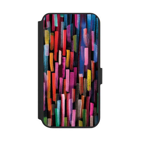 Samsung Galaxy S22+ NIVOflip Bunte Pinselstriche schwarz