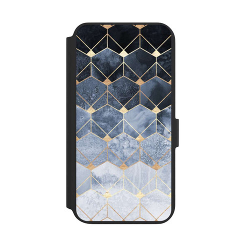 Samsung Galaxy S22+ NIVOflip Blaue Sechsecke und Diamanten Golddruck