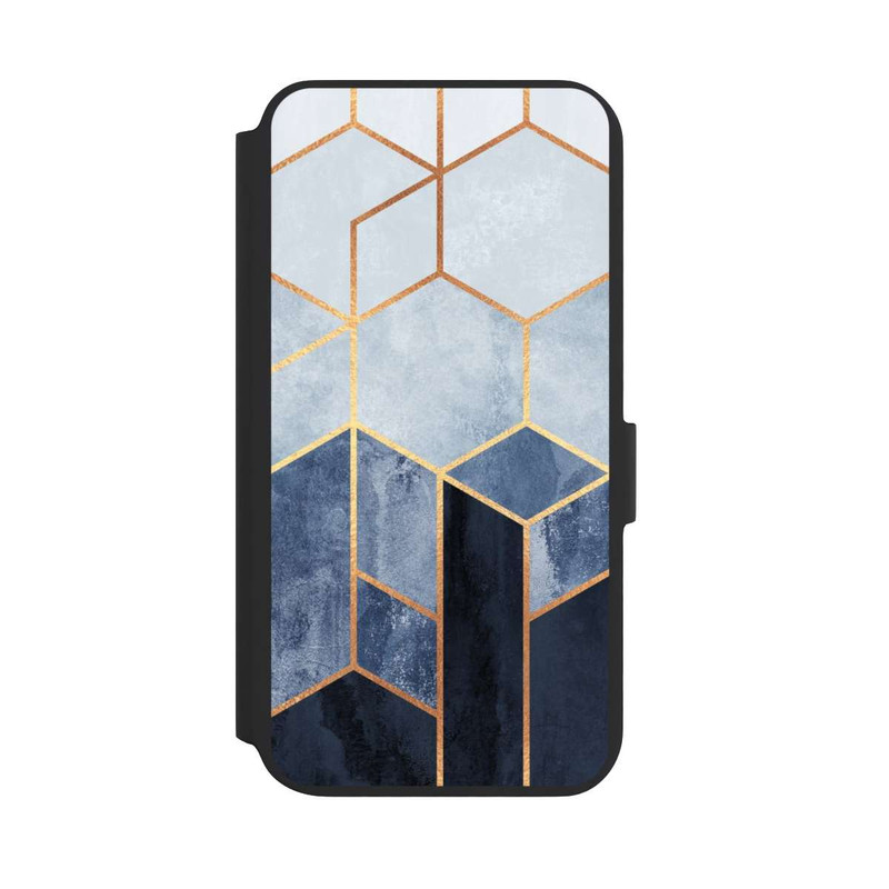 Galaxy S22 + NIVOflip Impression d'or d'hexagones bleus doux
