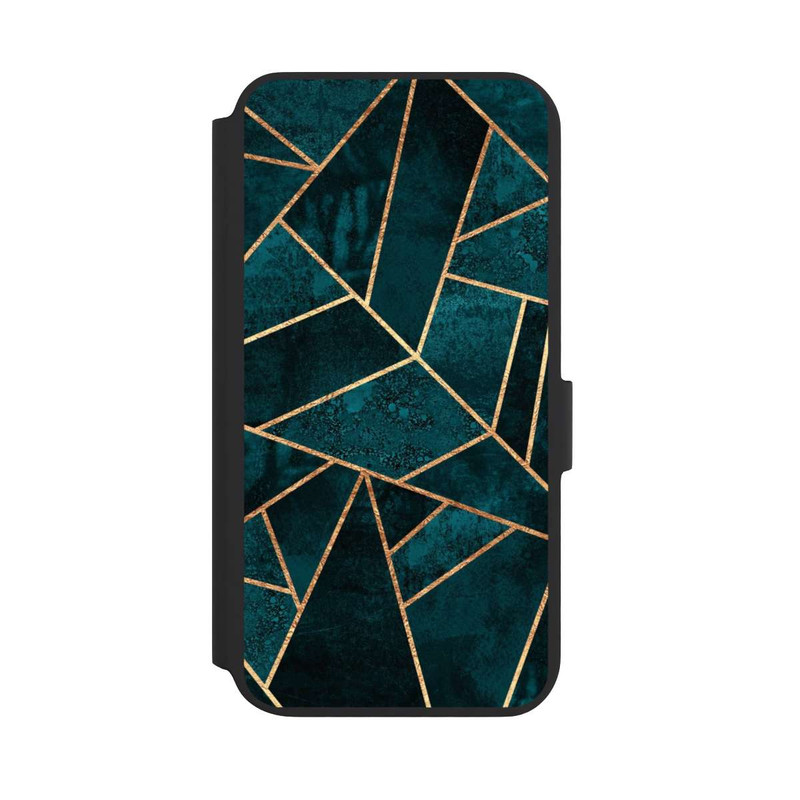 Galaxy S22 + NIVOflip Tief Blaugrün Stein Gold Druck