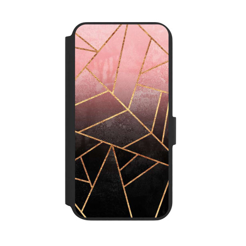 Samsung Galaxy S22+ NIVOflip Pinker und Schwarzer Stein Gold Druck
