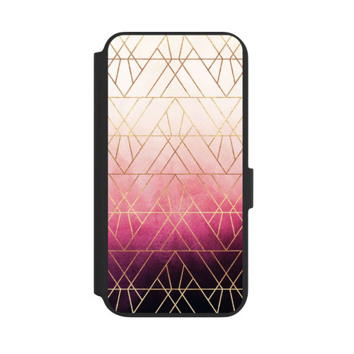 Samsung Galaxy S22+ NIVOflip Pink Ombre Dreiecke Golddruck