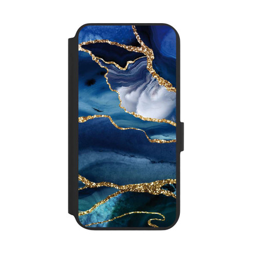 Samsung Galaxy S22+ NIVOflip  Blauer Marmor Gold Glitzer Look