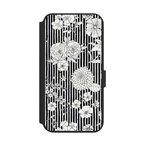 Samsung Galaxy S22+ NIVOflip Blumen und Streifen Schwarz und Weiß