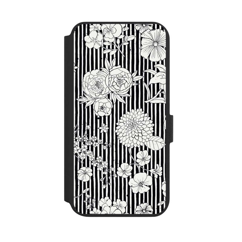 Galaxy S22 + NIVOflip Blumen und Streifen Schwarz und Weiß