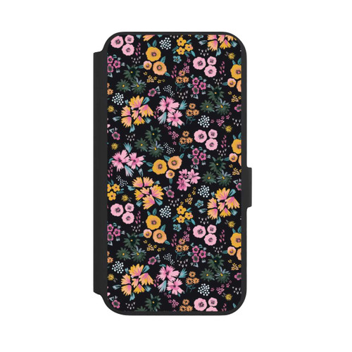 Samsung Galaxy S22+ NIVOflip Kleine bunte Blumen Schwarz 2