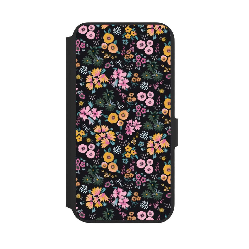 Galaxy S22 + NIVOflip Kleine bunte Blumen Schwarz 2