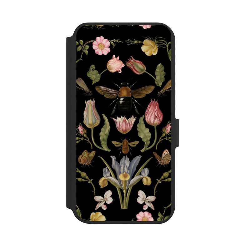 Galaxy S22 + NIVOflip Fleurs Sauvages et Abeilles Fond Noir