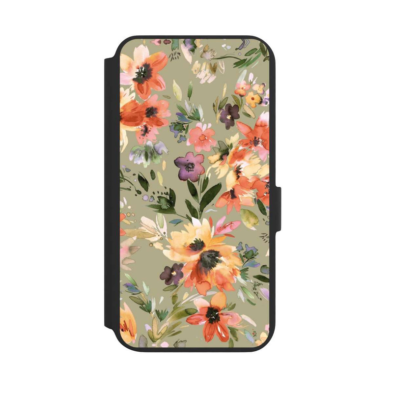 Galaxy S22 + NIVOflip Fleurs tropicales picturales vert sauge