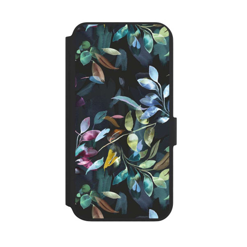 Samsung Galaxy S22+ NIVOflip Mystische Aquarellblätter schwarz