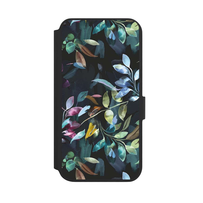 Galaxy S22 + NIVOflip Mystische Aquarellblätter schwarz