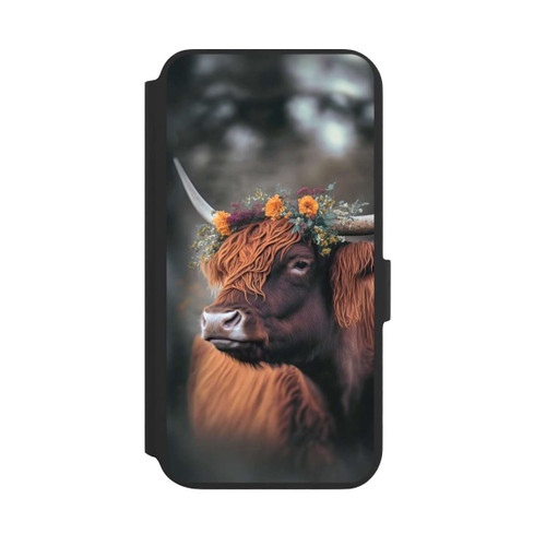 Samsung Galaxy S22+ NIVOflip Vache des Highlands avec des fleurs avec IA