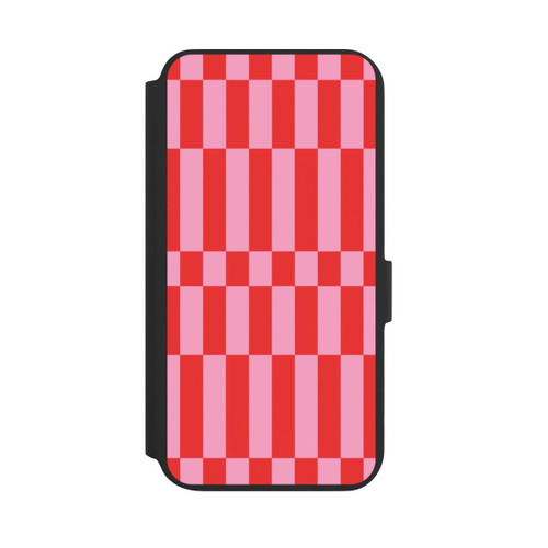 Samsung Galaxy S22+ NIVOflip Checked Abstract Bold Coral Red and Pink Color Block