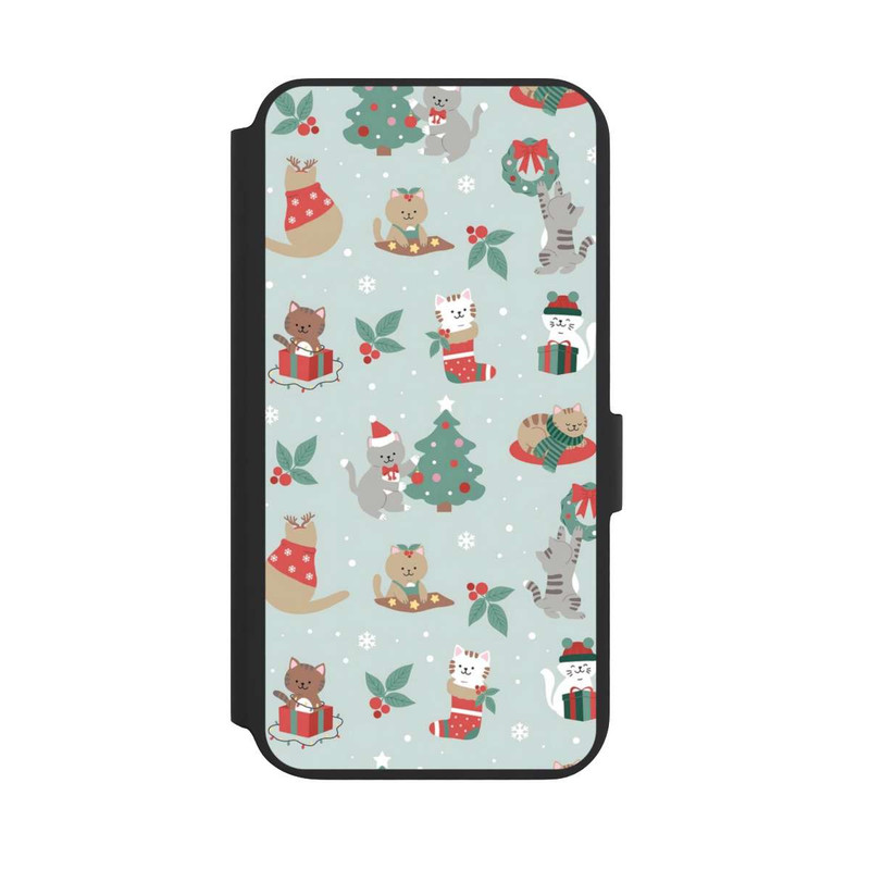 Galaxy S22 + NIVOflip festliche Katzen im Winterwunderland